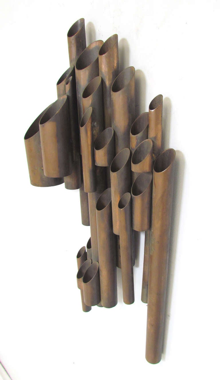 Artist Made Tubular Industrial Wall Sculpture in Copper For Sale at 1stDibs tubular sculpture