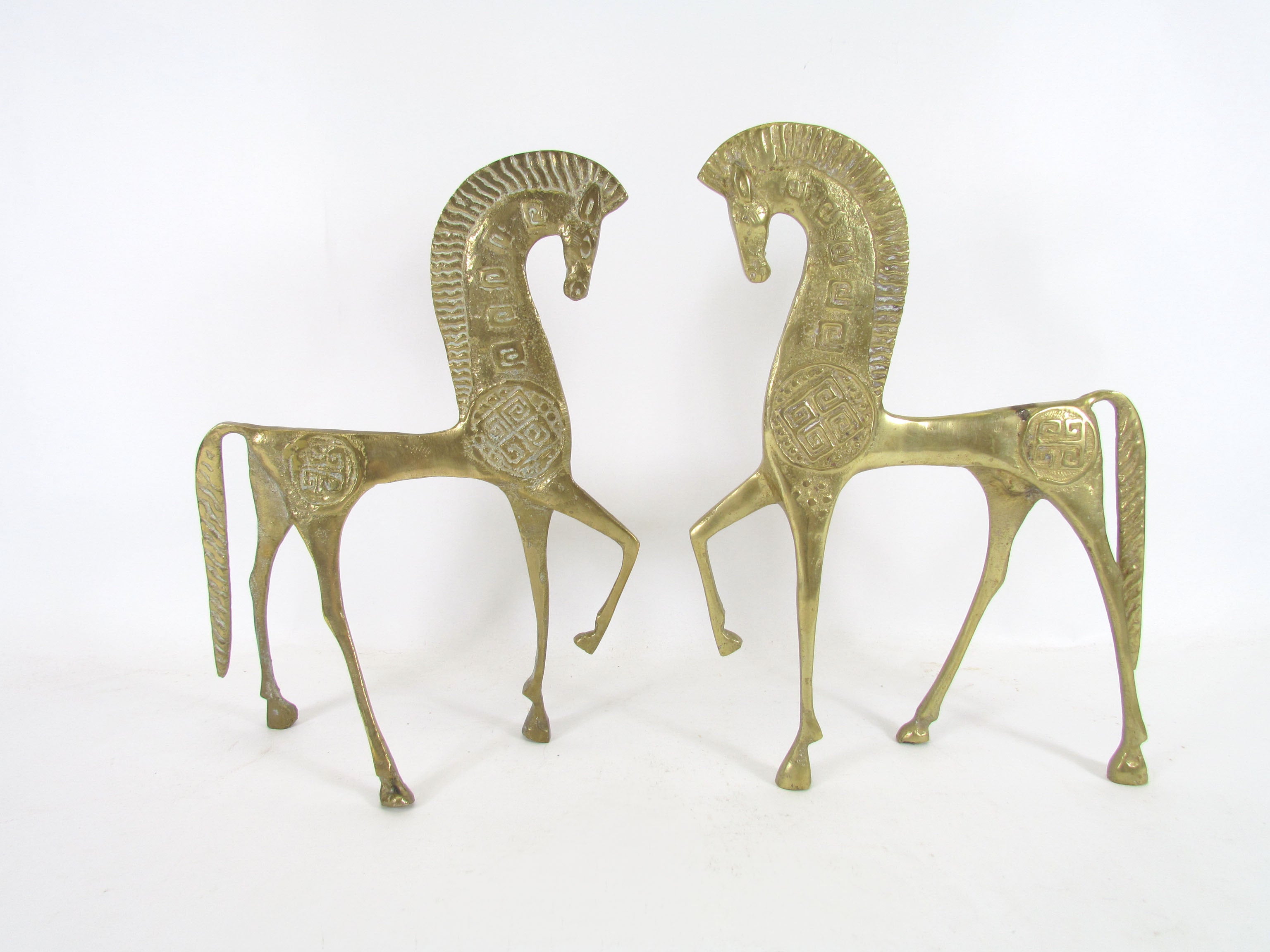 Pair of Bronze Etruscan Horse Sculptures ca. 1960s