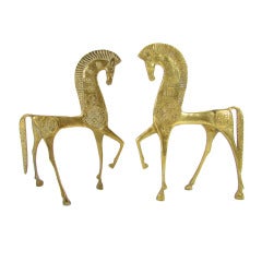 Pair of Bronze Etruscan Horse Sculptures ca. 1960s