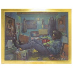 Exemplary Prison Art Self-Portrait Painting by Joel Gaines, circa 1970s