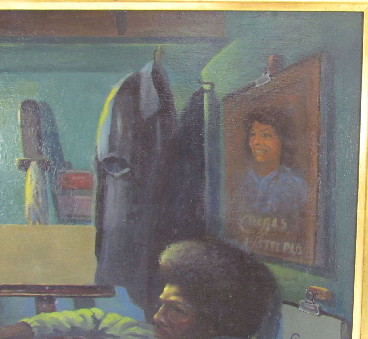 Outsider Art Exemplary Prison Art Self-Portrait Painting by Joel Gaines, circa 1970s