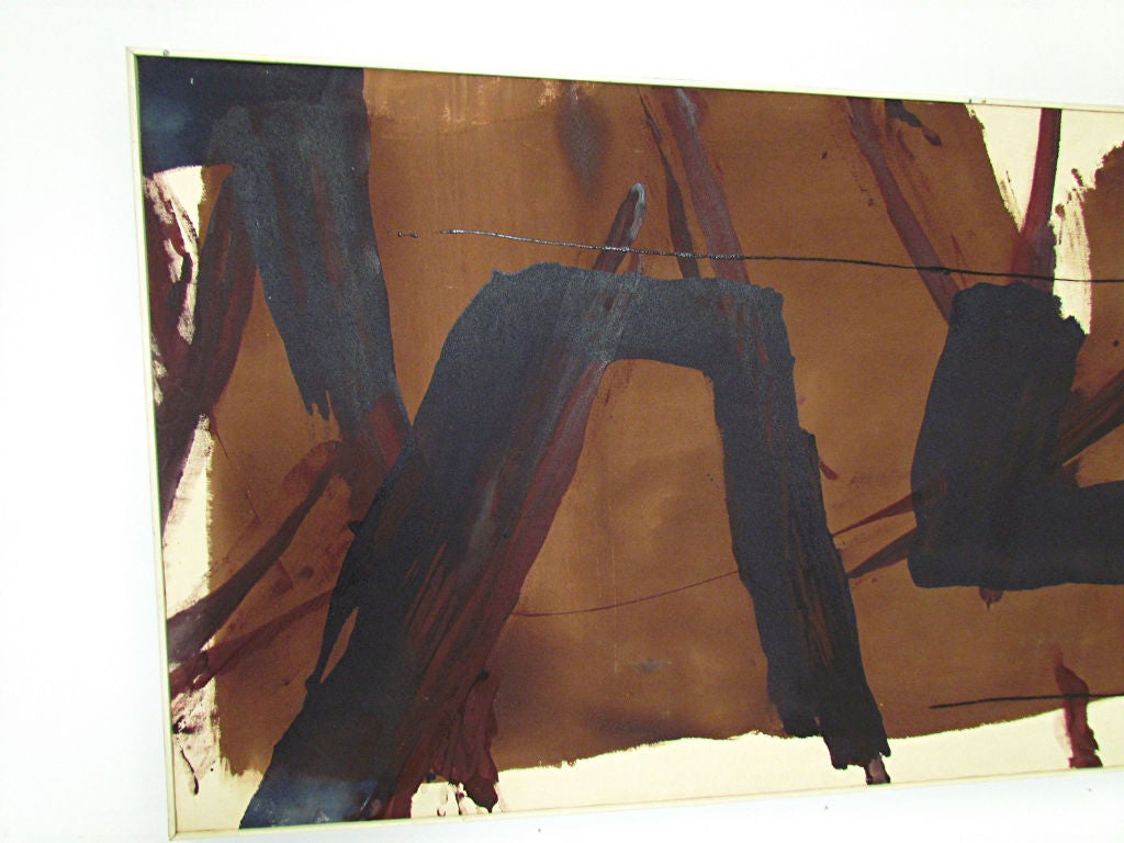 Sofa Size Abstract Painting Signed AH, d. 1969 2