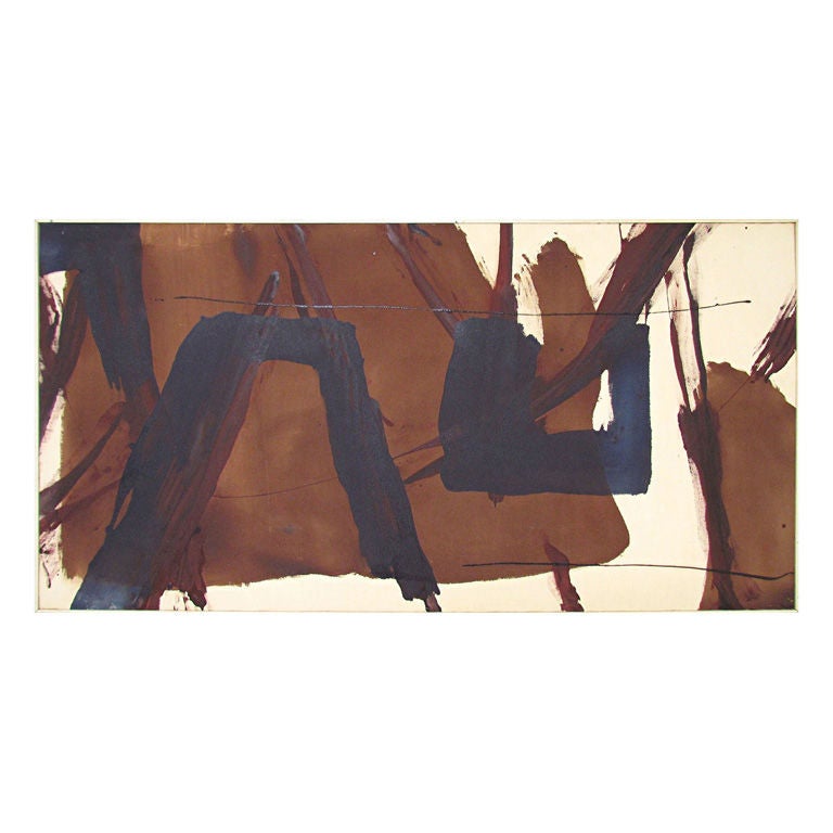 Sofa Size Abstract Painting Signed AH, d. 1969