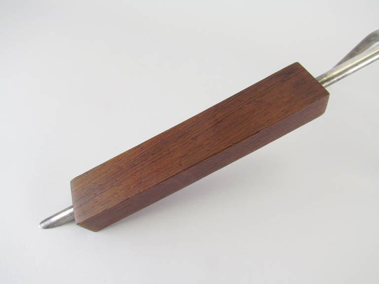 Danish Silver Plate and Rosewood Candleholder by Carl F. Christiansen In Excellent Condition In Peabody, MA