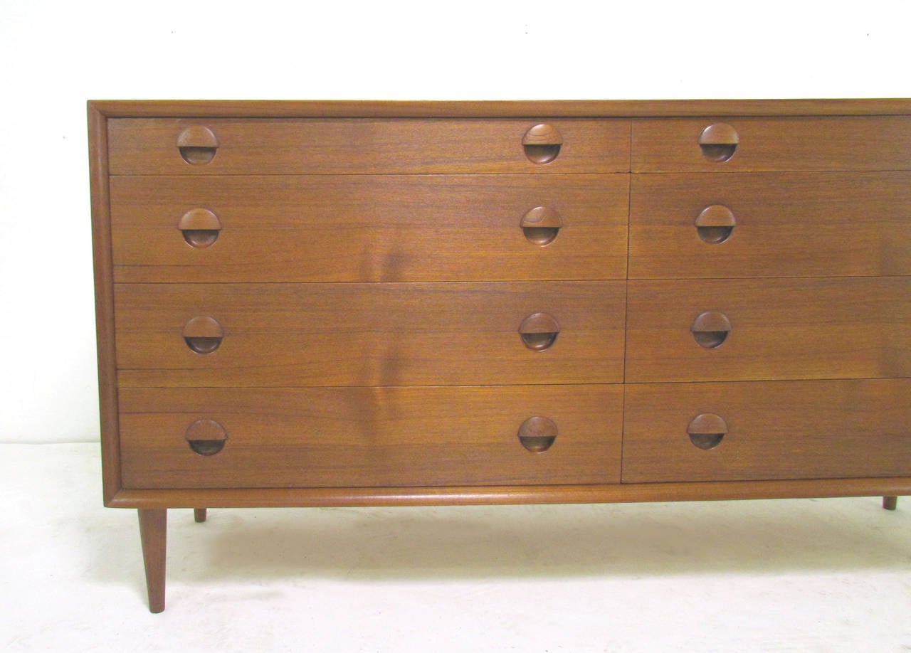 Danish teak eight-drawer dresser designed by Grete Jalk for Sibast Furniture, circa 1960s.