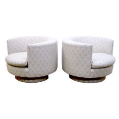 Pair of Swivel Tub Form Lounge Chairs by John Mascheroni