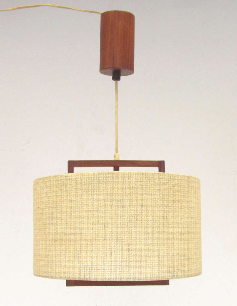 Danish Modern Teak Hanging Light Fixture ca. 1960s