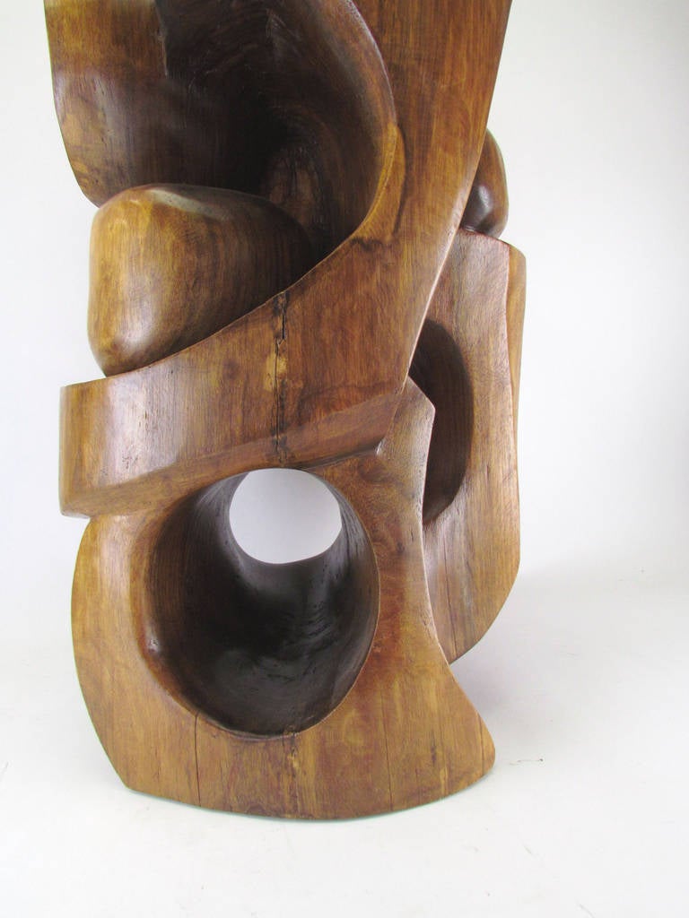 Abstract Carved Wood Sculpture by Edmund Spiro, circa 1960s 1