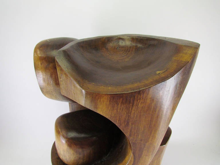 Abstract Carved Wood Sculpture by Edmund Spiro, circa 1960s 2