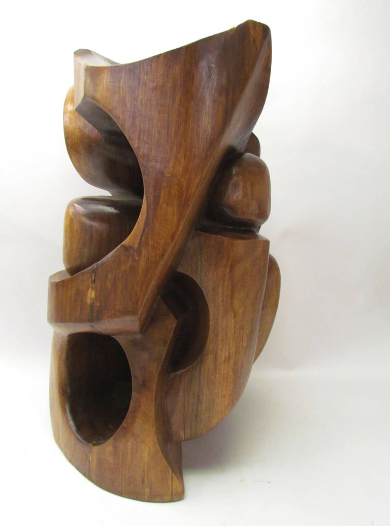 Mid-20th Century Abstract Carved Wood Sculpture by Edmund Spiro, circa 1960s