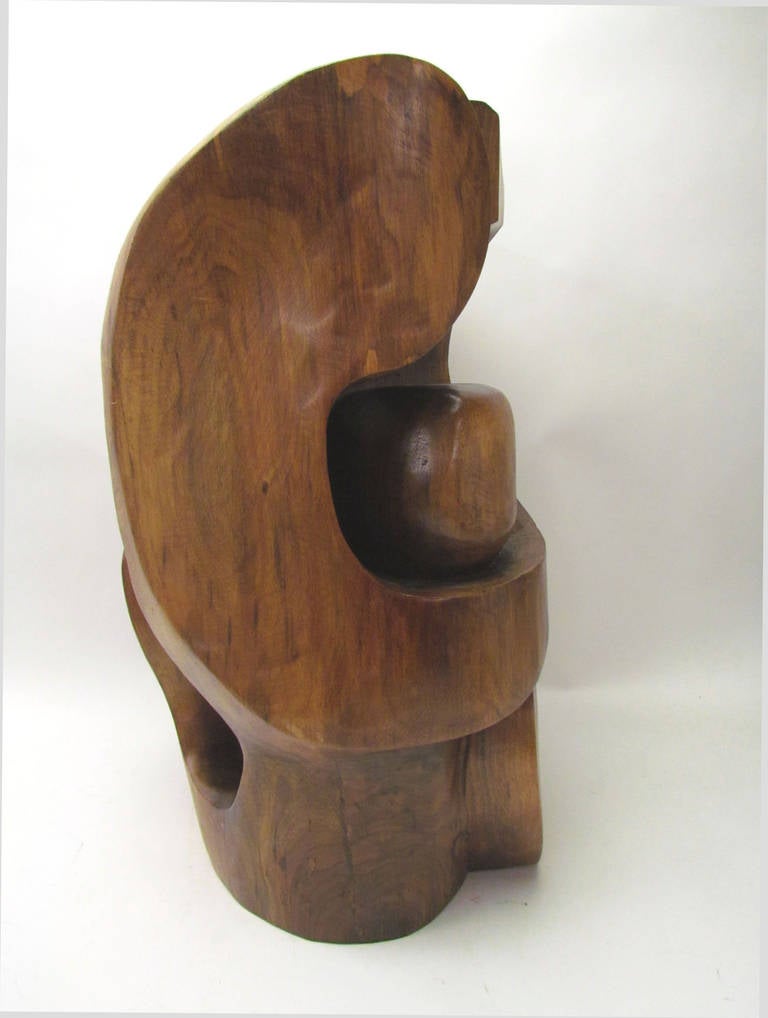 American Abstract Carved Wood Sculpture by Edmund Spiro, circa 1960s
