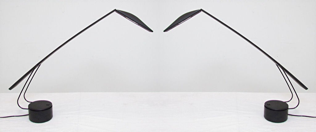Pair of vintage Dove Lamps by Marco Barbaglia and Marco Colombo for PAF Studio, Italy, ca. 1980s.      Adjustable to many positions.   Priced as a pair.   Fully extended, these measure 32.5