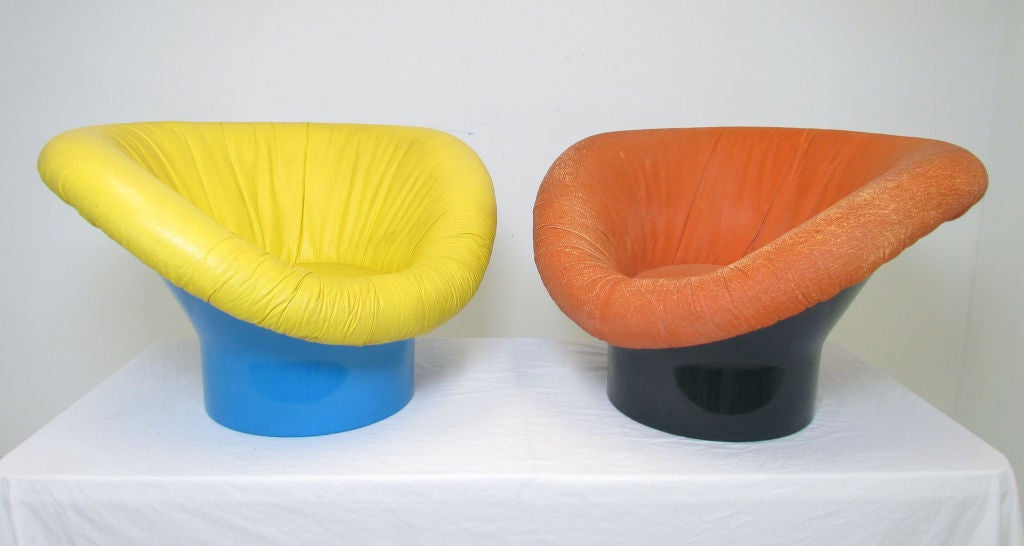 Pair of Colorful Space Age Pod Batwing Lounge Chairs ca. 1960s