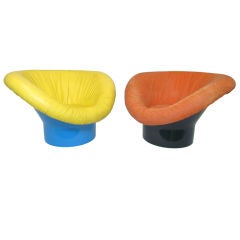 Pair of Colorful Space Age Pod Batwing Lounge Chairs ca. 1960s