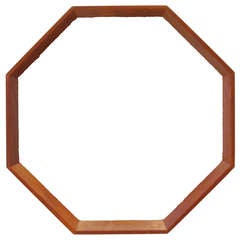 Vintage Danish Rosewood Octagonal Accent Wall Mirror ca. 1960s
