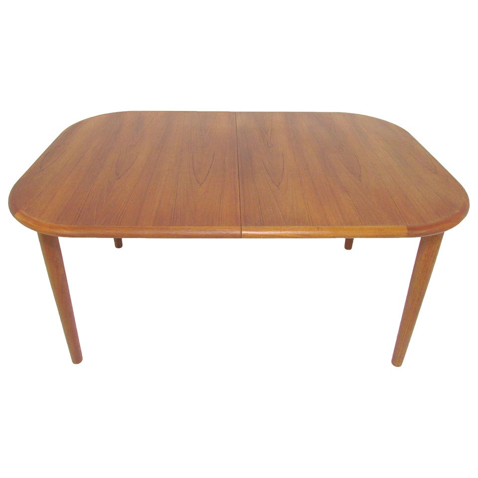 Danish Teak Oval Dining Table with Butterfly Extension Leaf