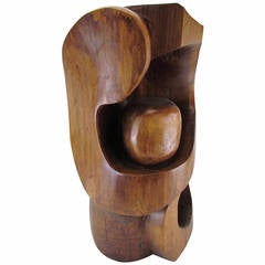 Abstract Carved Wood Sculpture by Edmund Spiro, circa 1960s