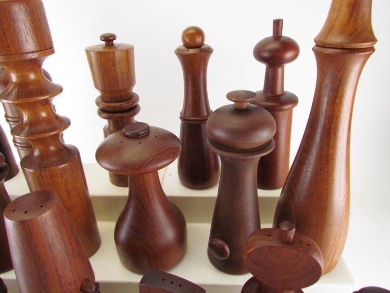 Mid-20th Century Collection of Danish Modern Teak and Rosewood Pepper Mills