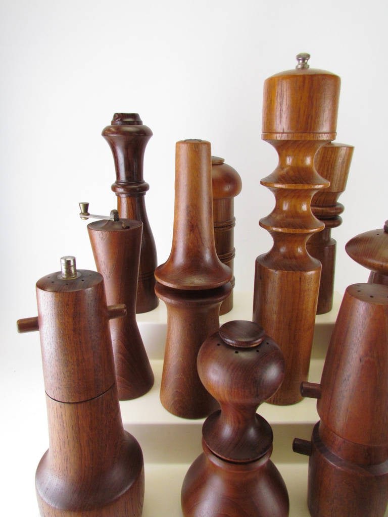 Collection of Danish Modern Teak and Rosewood Pepper Mills 1