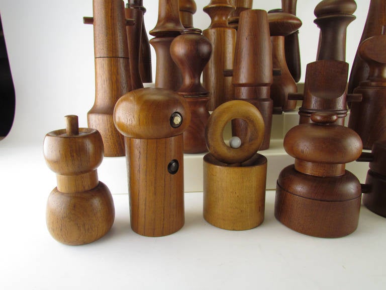 Collection of Danish Modern Teak and Rosewood Pepper Mills 3