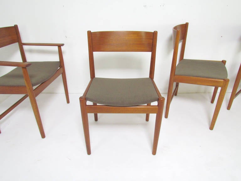 Upholstery Set of Eight Danish Teak Dining Chairs by Kurt Ostervig for Sibast