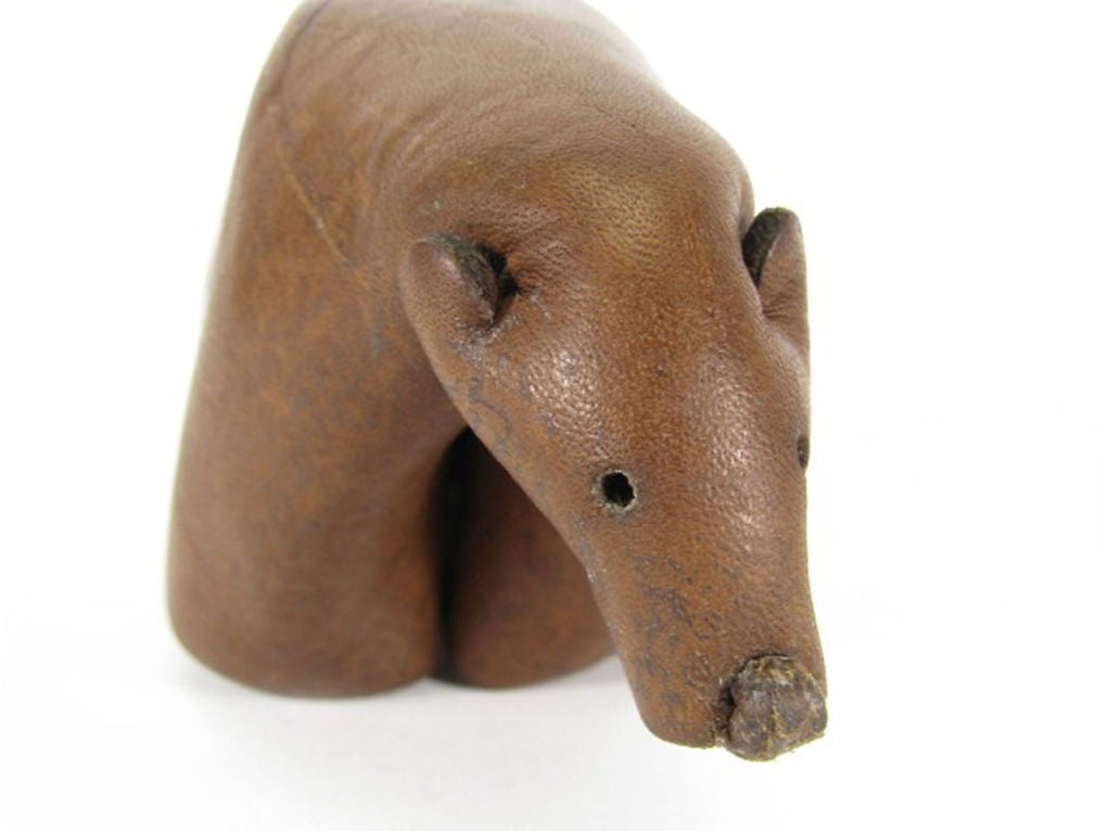 Mid-20th Century Craft Made Leather Bear by Deru, Germany