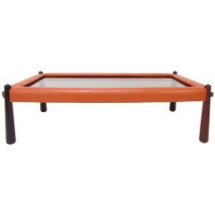 Rare Leather and Rosewood Coffee Table by Percival Lafer, Brazil