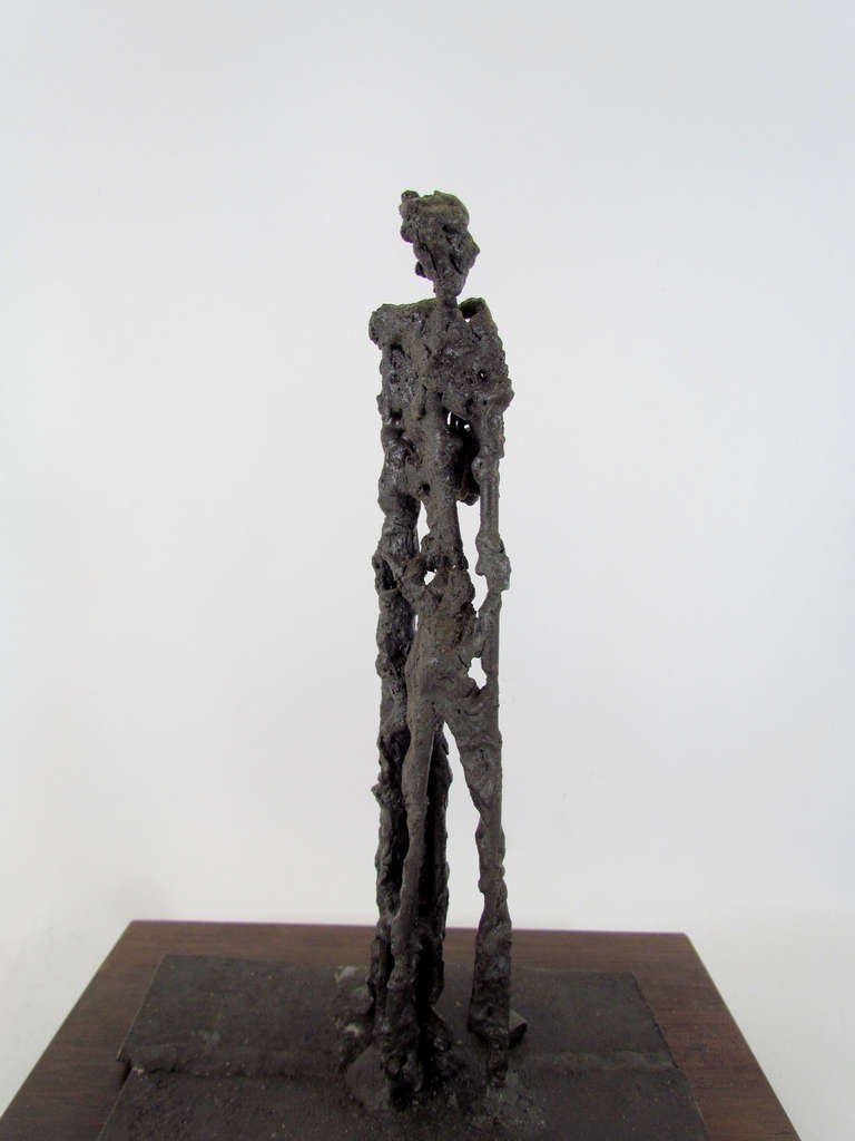 Signed Bronze Abstract Figural Sculpture in the manner of Giacometti