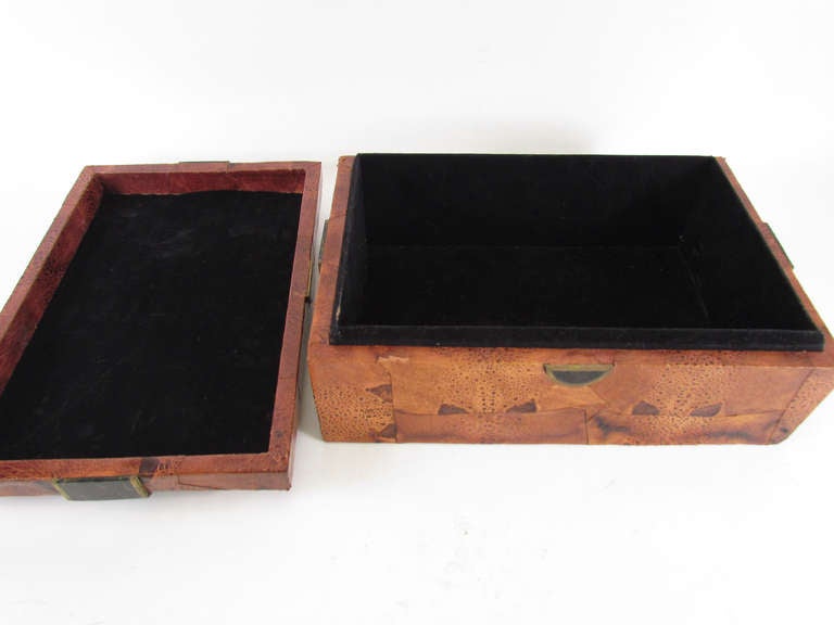 American Treasure Box in Lizard w/ Marble & Brass Accents in the Manner of Maitland Smith