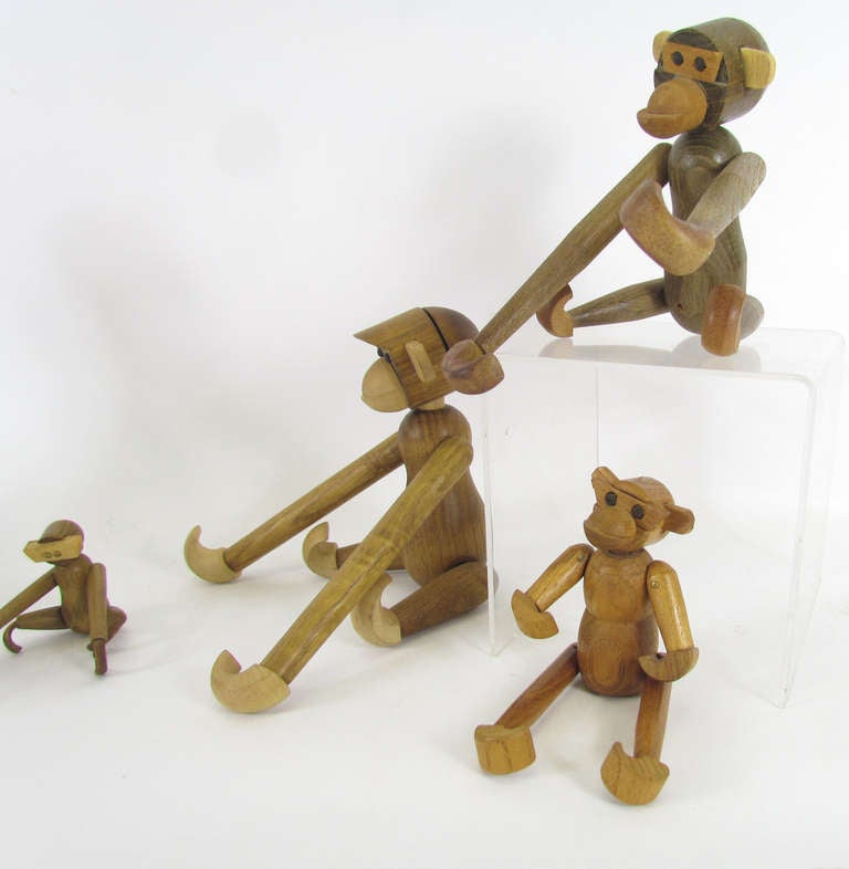 Japanese Mid-Century Modern Grouping of Teak Monkey Toys