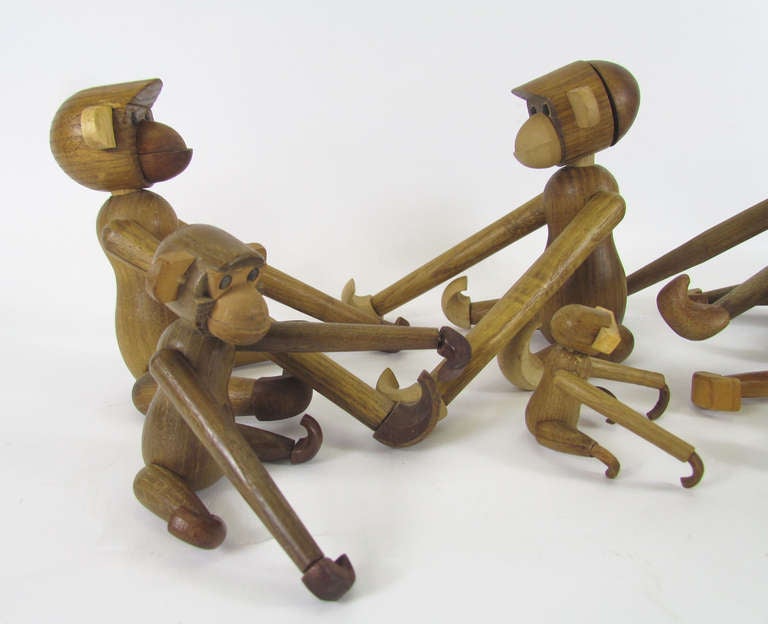 Mid-20th Century Mid-Century Modern Grouping of Teak Monkey Toys