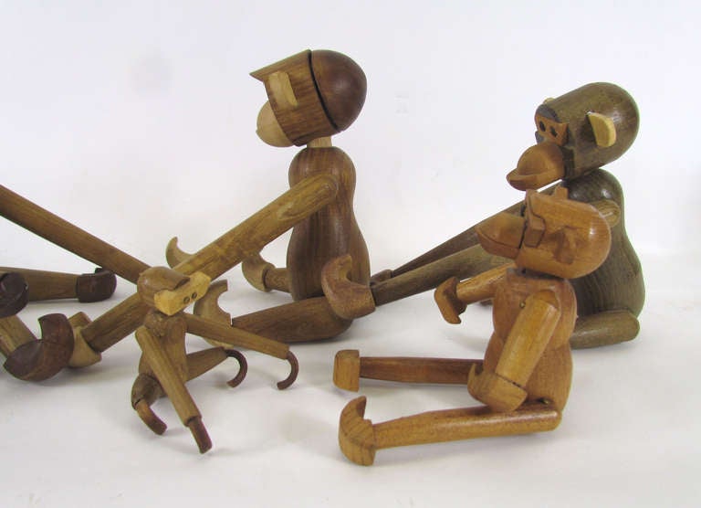 Mid-Century Modern Grouping of Teak Monkey Toys 1
