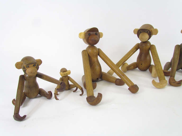 Mid-Century Modern Grouping of Teak Monkey Toys 2