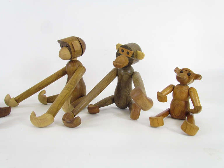 Mid-Century Modern Grouping of Teak Monkey Toys 3