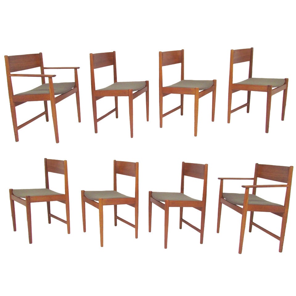 Set of Eight Danish Teak Dining Chairs by Kurt Ostervig for Sibast