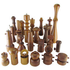 Vintage Collection of Danish Modern Teak and Rosewood Pepper Mills