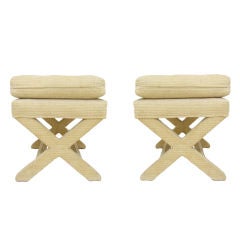 Pair of Upholstered X-Form Stools