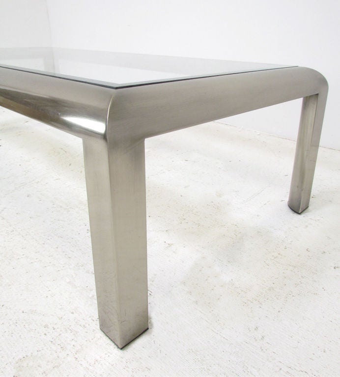 20th Century Nickel and Glass Coffee Table by Design Institute of America