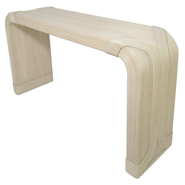 Waterfall Console Sofa or Hall Table in Lacquered Rattan by Maitland