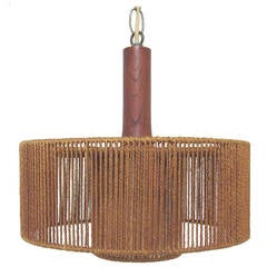 Danish Pendant Light in Jute and Teak by Fog 
Morup