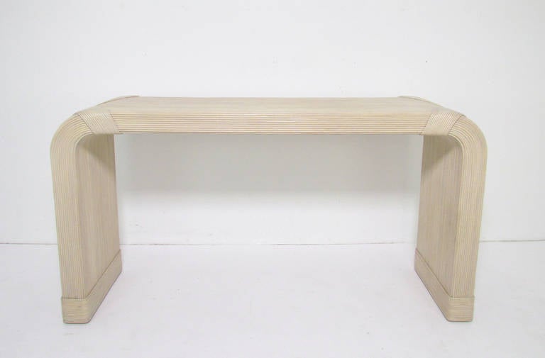 Philippine Waterfall Console Sofa or Hall Table in Lacquered Rattan by Maitland-Smith