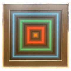 Colorful  Geometric Op Art Screenprint by Jurgen Peters