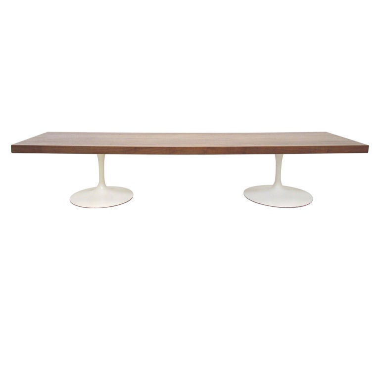 Custom Bench or Coffee Table with Knoll Saarinen Tulip Base Legs