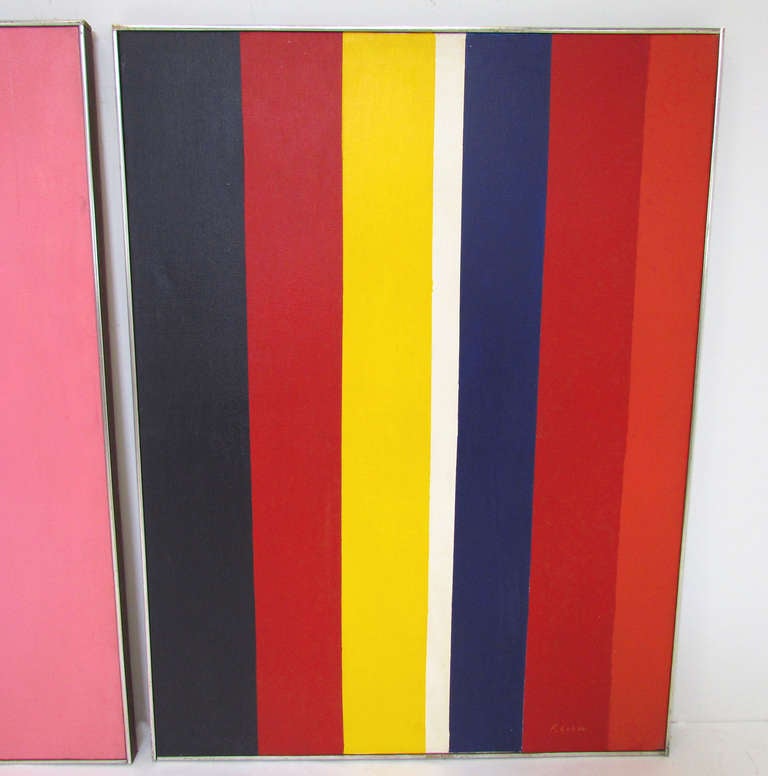 Diptych Color Field Paintings Signed F. Cohen ca. 1970s