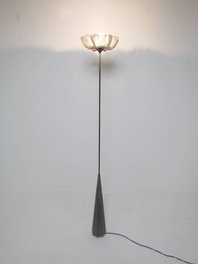 Cement Sculptural Studio Made Floor Lamp in Bronze and Steel by George Raustiala