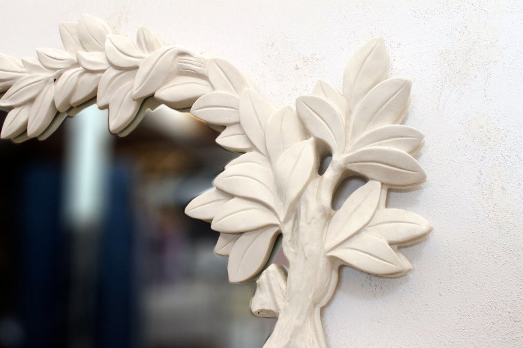 Mid-20th Century Large Wreathed Leaf Garland Mirror in the Style of Serge Roche