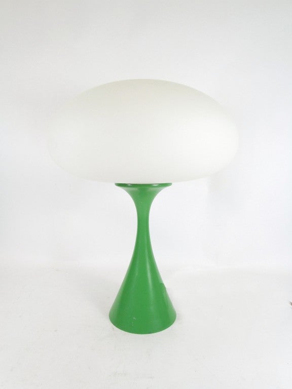Space Age Laurel Mushroom Lamp in Rare Green Enamel Finish