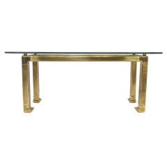 Exceptional Antiqued Brass Console Table by Mastercraft