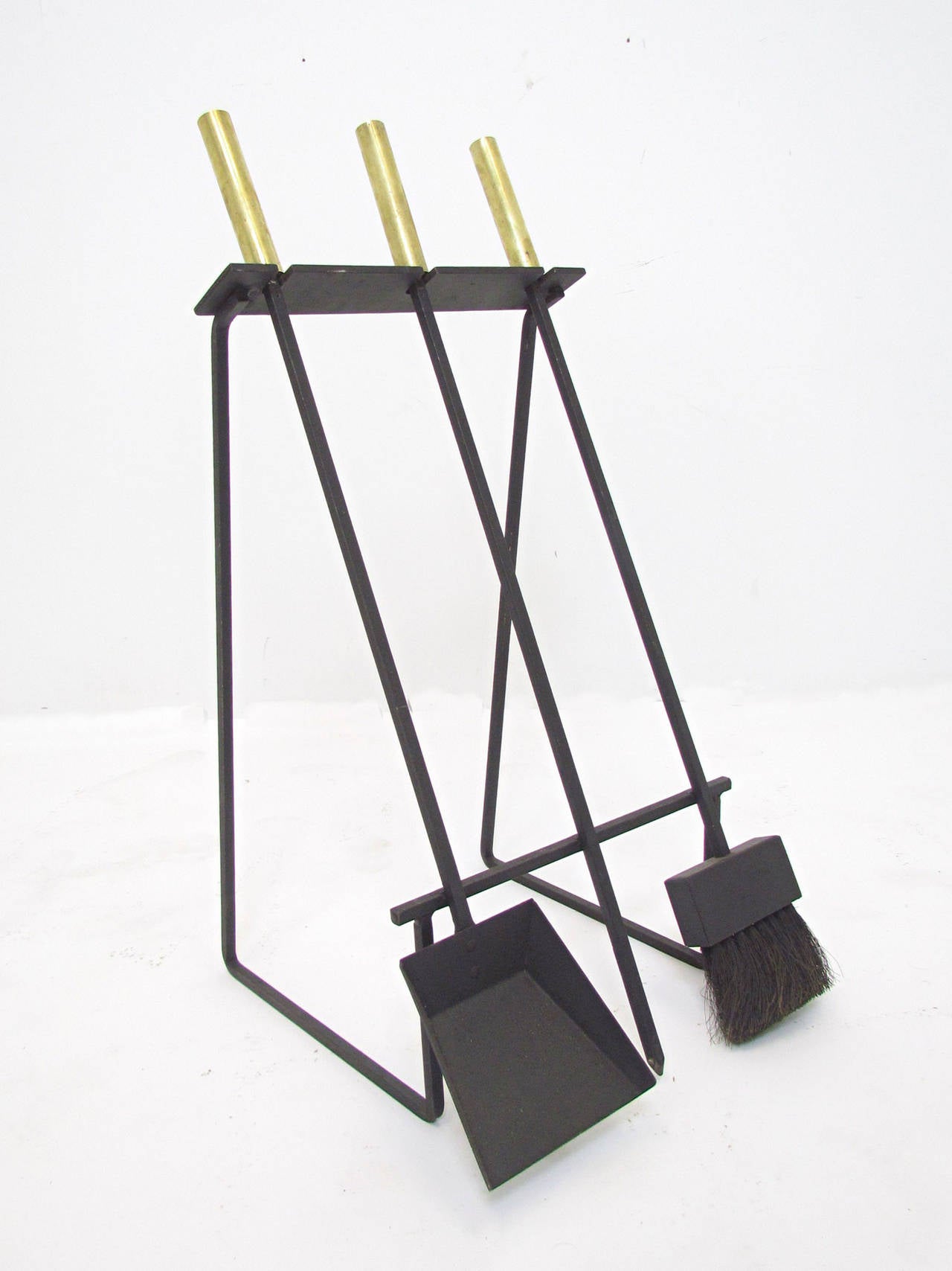 MidCentury Modern Fireplace Tools with Log Holder, circa 1960s at 1stDibs