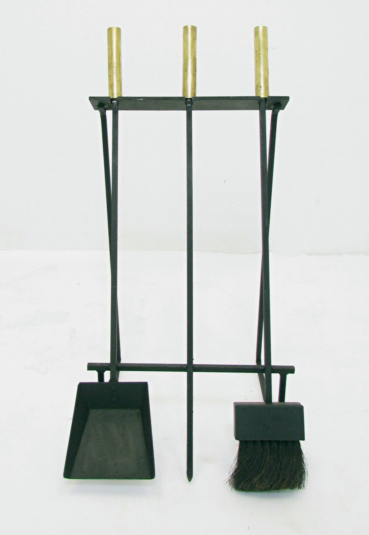 Mid-20th Century Mid-Century Modern Fireplace Tools with Log Holder, circa 1960s